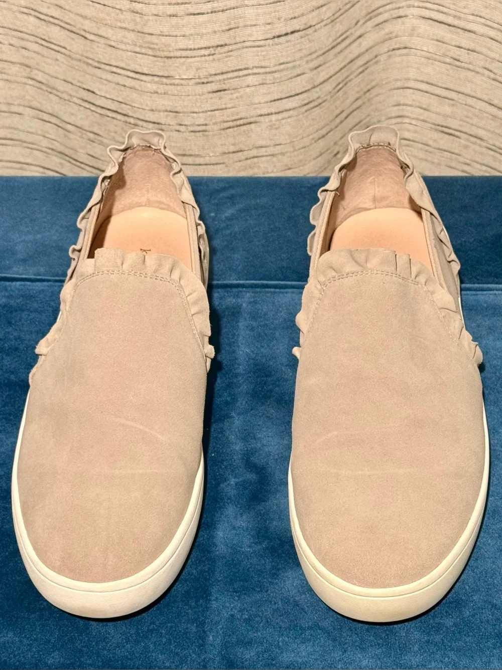 kate spade Beige Ruffle-Trim Slip-On Sneakers